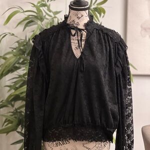 Ultra Pink Elegant Black Lace Blouse